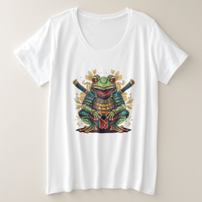 Camiseta Plus Size Feminina Samurai Frog Warrior (Frente do Design)