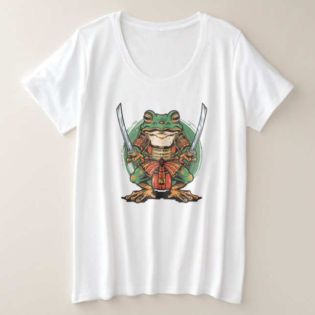 Camiseta Plus Size Feminina Samurai Frog Warrior (Frente do Design)