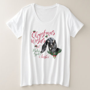 Camiseta Plus Size GOTA   O Natal Deseja O Bebê Goat Kisses Nubian