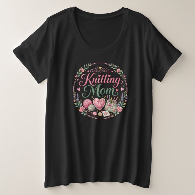 Camiseta Plus Size - Mãe que Tricota (Frente do Design)