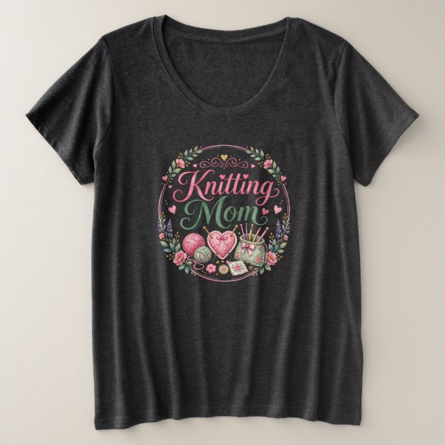 Camiseta Plus Size - Mãe Tricoteira  (Frente do Design)