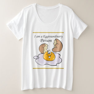 Camiseta Plus Size personagem de desenho animado de ovo frito com gra