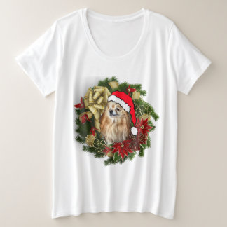 Camiseta Plus Size Pomeraniano de Natal Adorável