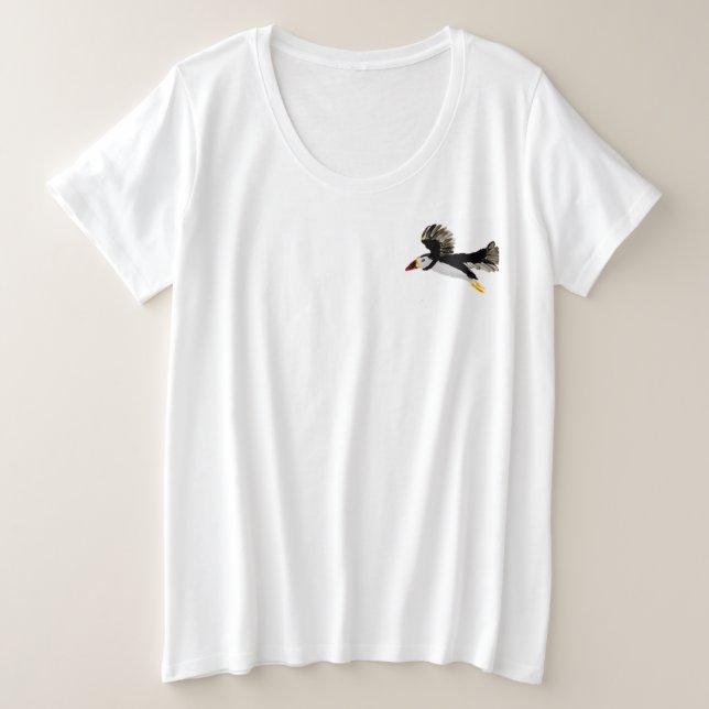 Camiseta Plus Size Puffin Art Voador (Frente do Design)