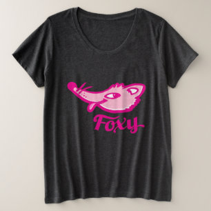 Camiseta Plus Size Rosto gráfico de raposa-rosa-quente