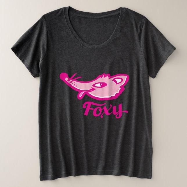 Camiseta Plus Size Rosto gráfico de raposa-rosa-quente (Frente do Design)