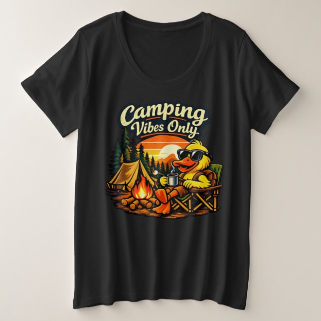 Camiseta Plus Size Vibrações de Camping Só Sentimo (Frente do Design)