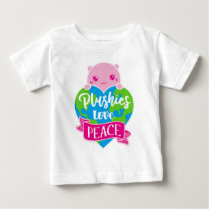 Camiseta Plushies Love Peace   Terra do Coração de Kawaii C