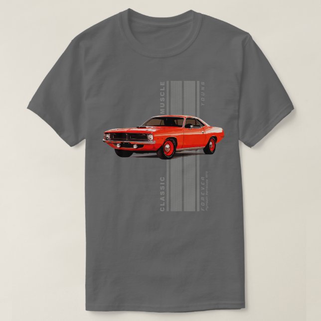 Camiseta Plymouth Barracuda Classic American Muscle s Vinta (Frente do Design)