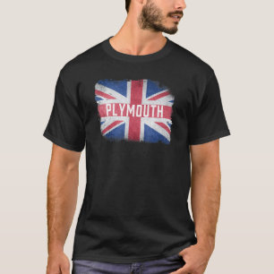 Camiseta Plymouth Reino Unido Bandeira Britânica Antiga Uk