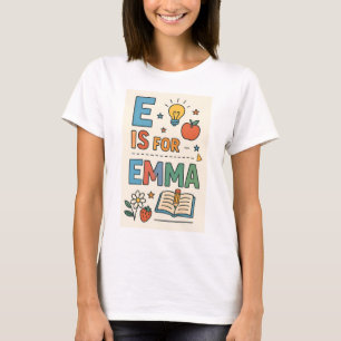 Camiseta PNG da Escola de Nomes Personalizados, E é para Em