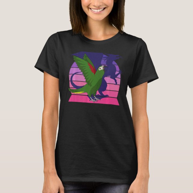 Camiseta Pó Retro Eu Dragão Eu Gritando Macaw de Hahn (Frente)