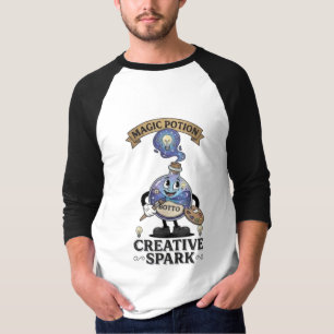 Camiseta Poção Mágica Centelha Criativa Mascote de Artista