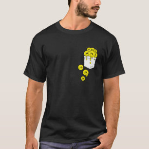 Camiseta Pocket Amarelo Sorri Roda Derretendo Gráfico de Fe