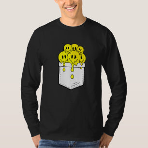 Camiseta Pocket Amarelo Sorri Roda Derretendo Gráfico de Fe