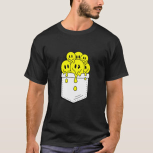 Camiseta Pocket Amarelo Sorri Roda Derretendo Gráfico de Fe