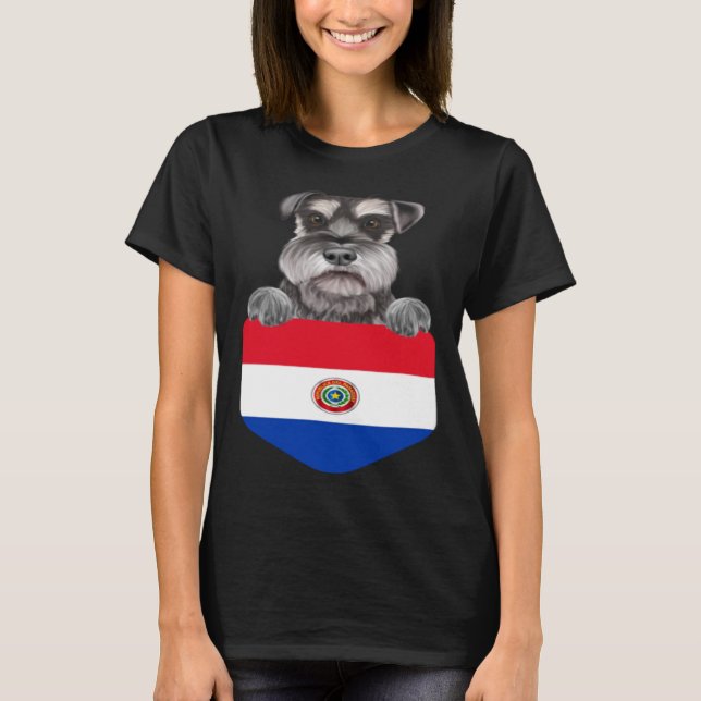 Camiseta Pocket - Canino Da Miniatura Da Bandeira Do Paragu (Frente)