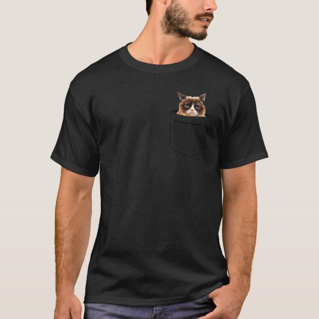 Camiseta Pocket Cat Grumpy Face, Love R Pai Mãe, Menina (Frente)