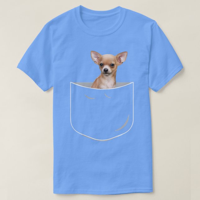 Camiseta Pocket Chihuahua, Engraçado Chihuahua No Bolso (Frente do Design)