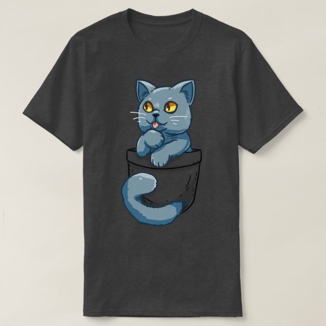 Camiseta Pocket Cute British Shorthair Cat (Frente do Design)