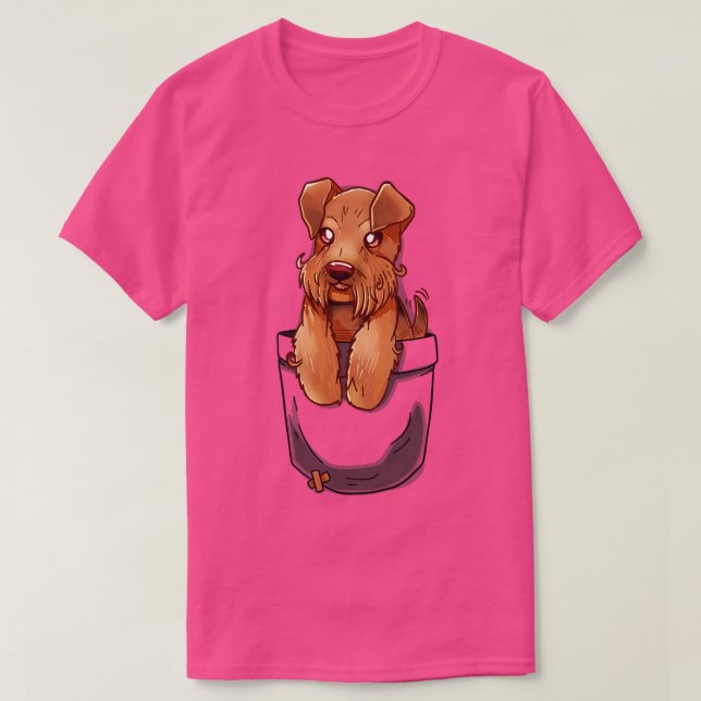 Camiseta Pocket Cute Welsh Terrier Cão (Frente do Design)