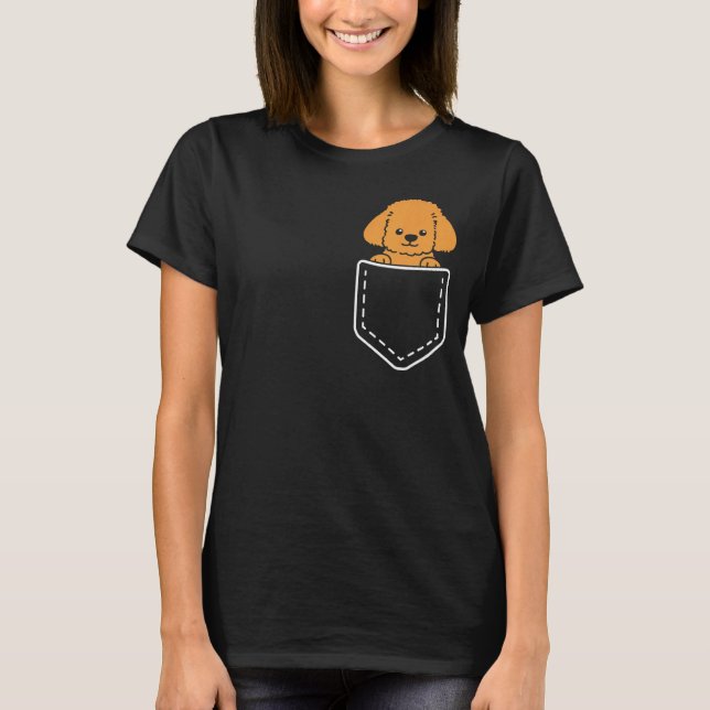 Camiseta Pocket De Dentro De Poodle De Brinquedo De Pequim  (Frente)