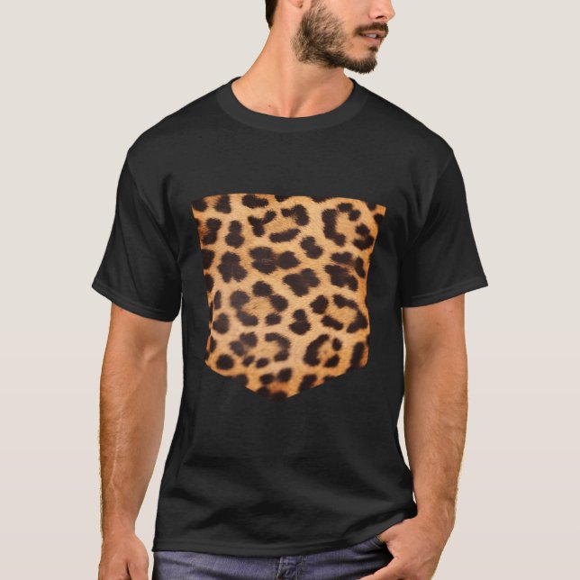 Camiseta Pocket de impressão leopardo caído (Frente)