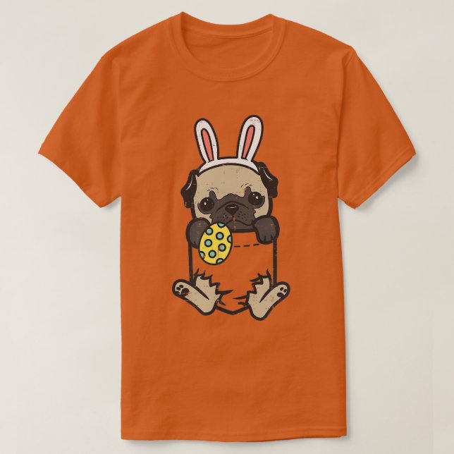 Camiseta Pocket Easter Pug Feet Bunny Dog Lover Owner Men W (Frente do Design)