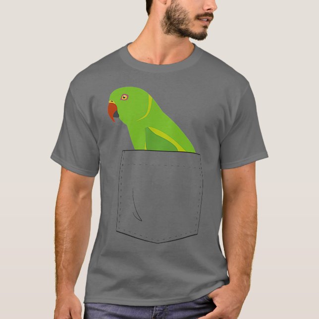 Camiseta Pocket falso de periquito-do-pescoço-índio (Frente)