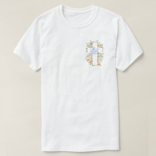 Camiseta Pocket Floral Cross Ele é Risen Páscoa Unisex