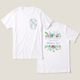 Camiseta Pocket Floral Cross Ele é Risen Páscoa Unisex