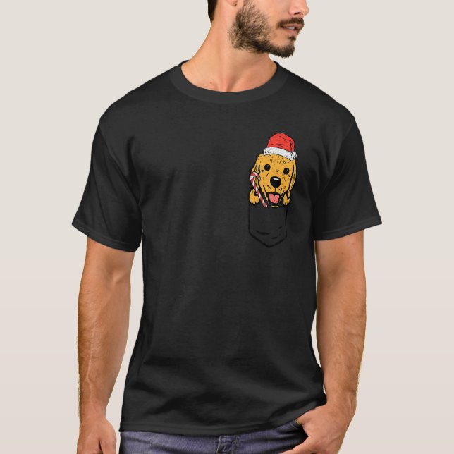 Camiseta Pocket Golden Retriever Santa Dog Christmas Xmas M (Frente)