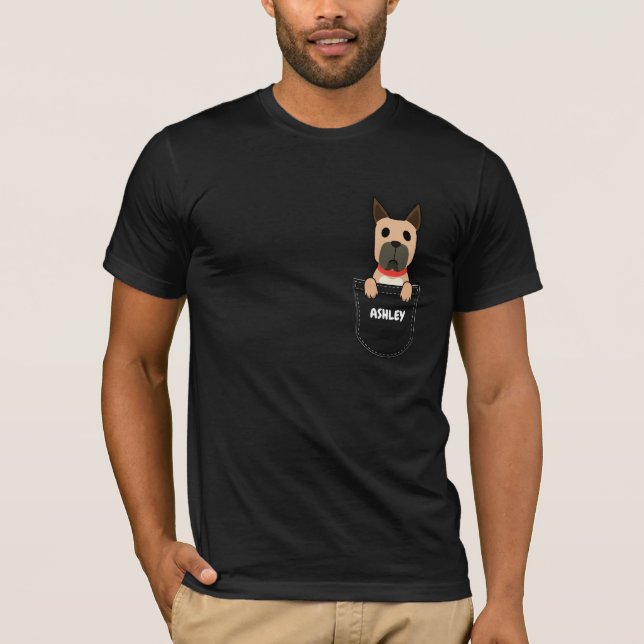 Camiseta Pocket Great Dane cachorrinho fofo (Frente)