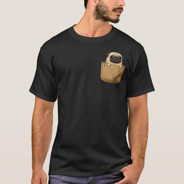 Camiseta Pocket Pals - Edição Pug (Frente)