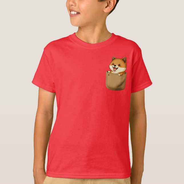 Camiseta Pocket Pals for Kids - Shiba Inu Edition (Frente)