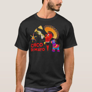 Camiseta Pocket Pinata Serape Cinco De Mayo Guitarra Média 
