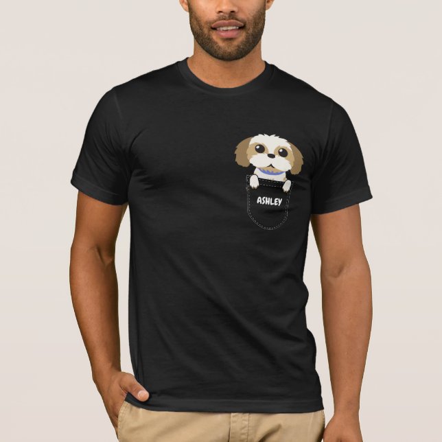 Camiseta Pocket Shih tzu cachorrinho fofo (Frente)