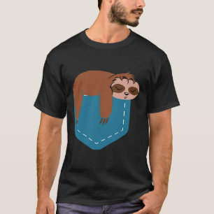 Camiseta Pocket Sloth Funny Sloth No Bolso Para A Lama Cuta