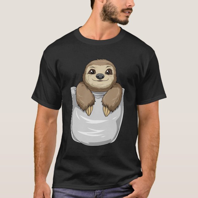 Camiseta Pocket Sloth Saindo Engraçado Sloth (Frente)