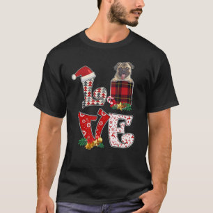 Camiseta Pocket Xadrez Love Pug Xmas Natal
