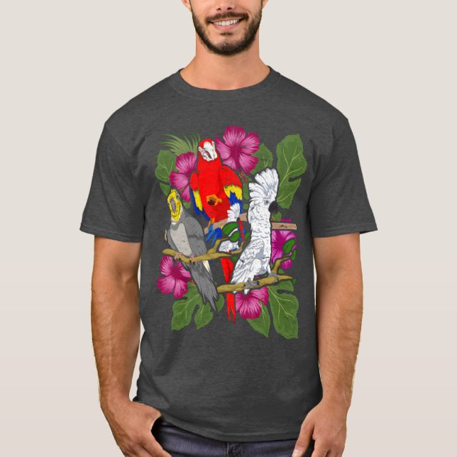 Camiseta Poço-de-presente de pássaro da flor da Cockatoel (Frente)