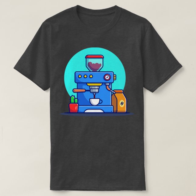 Camiseta Pod Da Máquina De Café Com Embalagem De Café E Cac (Frente do Design)