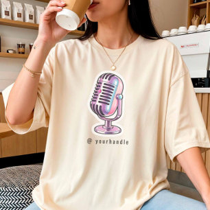 Camiseta Podcast Mic + Nome da sua mídia social