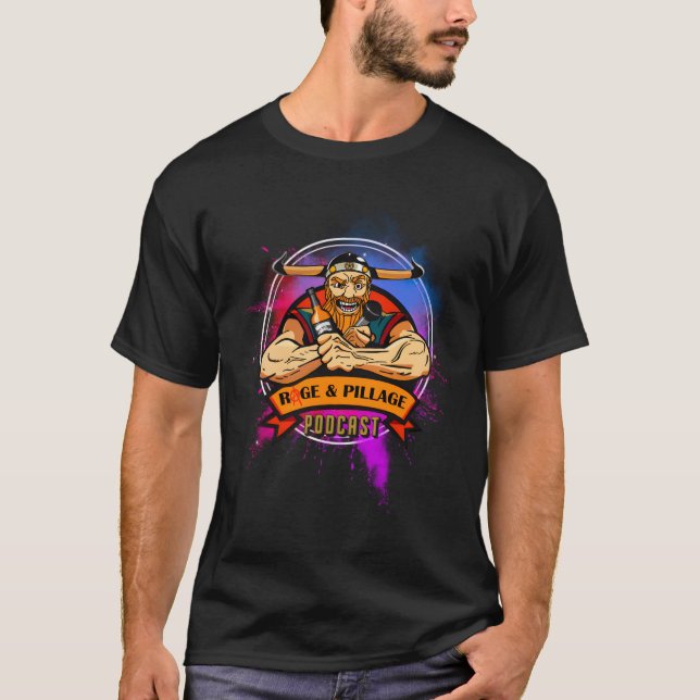 Camiseta Podcast multicolorido da faixa e da pilha (Frente)