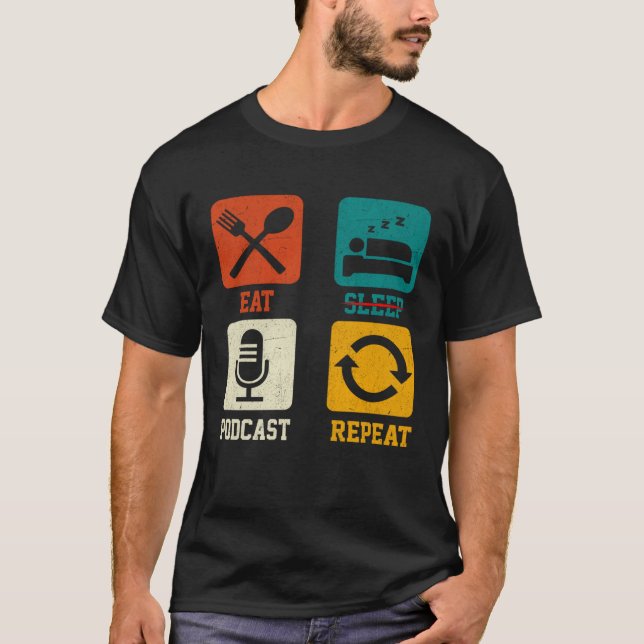 Camiseta Podcast Retro Coma Repetidamente Podcaster Podcast (Frente)
