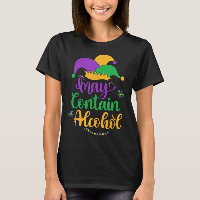 Camiseta Pode Contém Álcool Divertido Mardi Gras 2024 Beben (Frente)