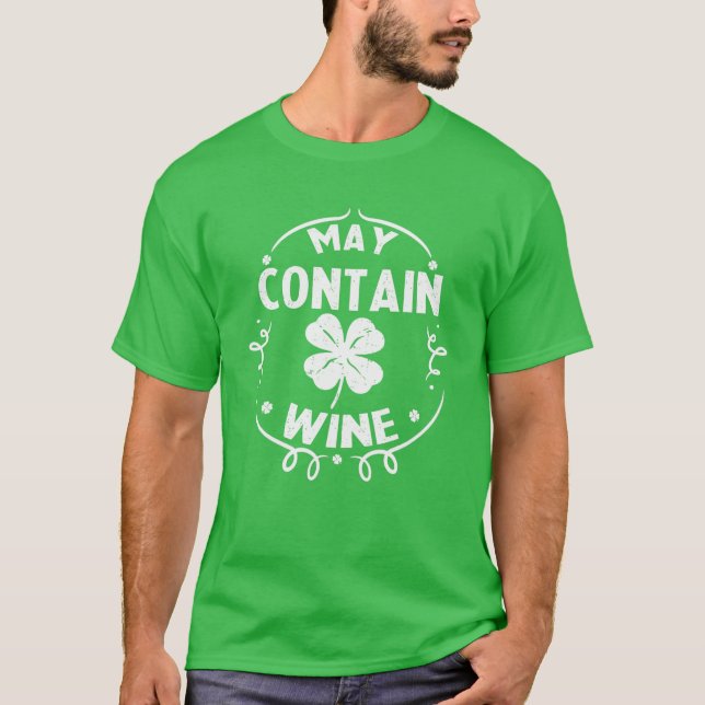 Camiseta Pode Conter Presente De Bebendo De Vinho (Frente)