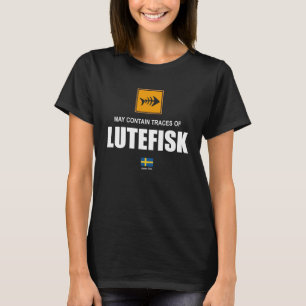 Camiseta Pode conter vestígios de lutefisk sudish herança