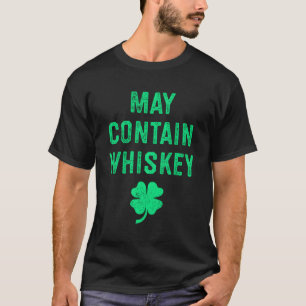 Camiseta Pode Conter Whiskey Afetado Irish Clover Men Fo