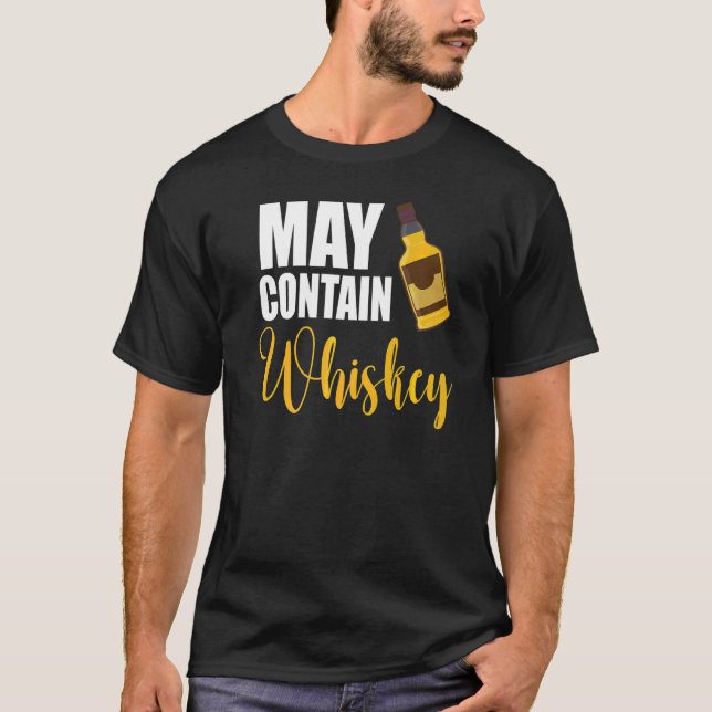 Camiseta Pode Conter Whiskey Design Bebendo Whiskey Warni (Frente)